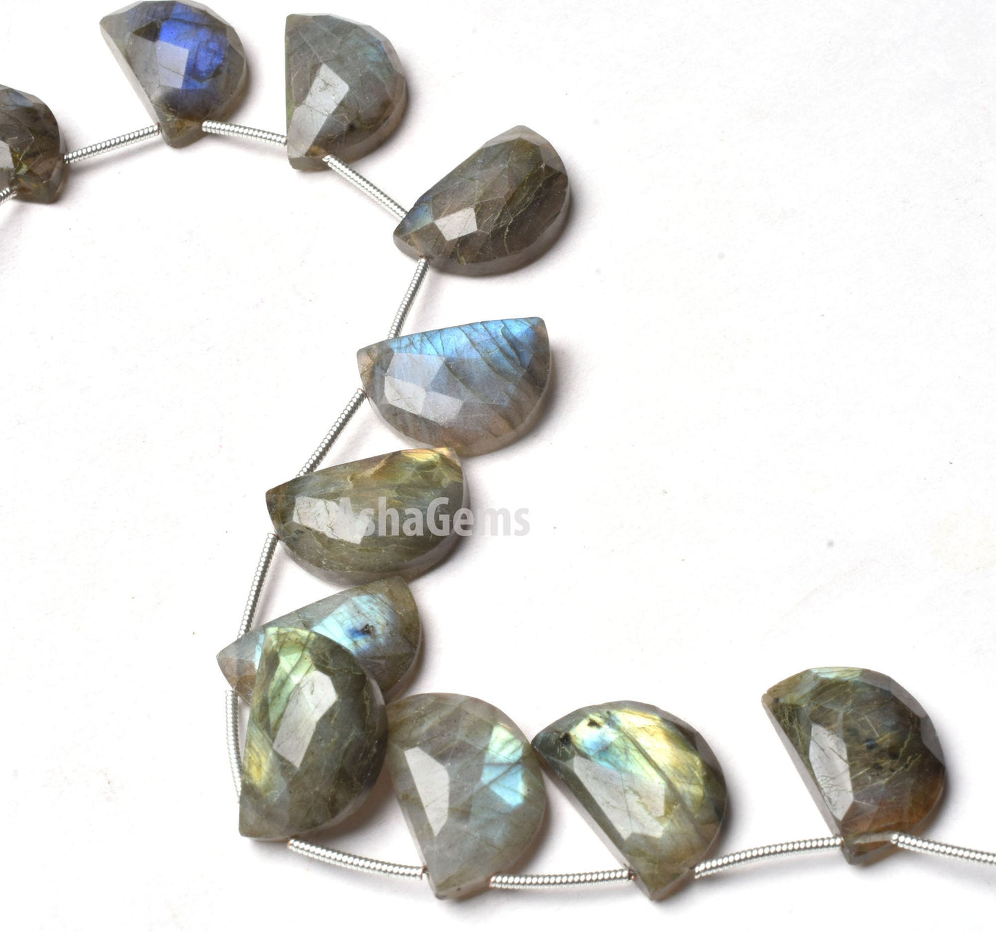 Natural Labradorite Faceted Fancy Shape Beads,8" Strand Multi Flash labradorite Smooth Table D Shape Beads, Black Rainbow Faceted Beads SALE