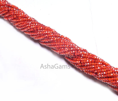 13.5"Strand Fine Quality Orange Zircon faceted Tiny rondelle Shape beads,2.5mm Orange Cubic Zircon Micro Machine Cut Bead Jewelry Craft SALE