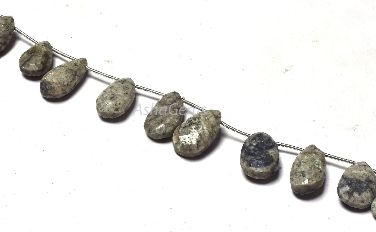 7 Inch strand Shaded Grey jasper faceted Pears Shape Beads, Gray Jasper Pear Briolette Beads Jasper teardrop Gemstone Beads For Jewelry SALE