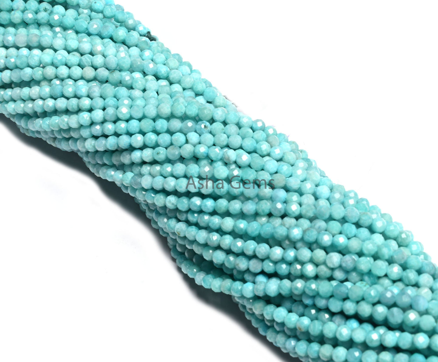 3 mm Beautiful Blue Amazonite Micro Cut Faceted Rondelle Beads Natural Amazonite Machine Cut Beads,13" Fine Amazonite Beads Jewelry Crafts