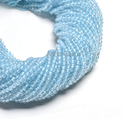 3.2 mm AAA Quality Topaz Sky Blue Coated Micro Cut Round Gemstone Beads, Natural Topaz Machine Cut Round Ball Beads, Coated Blue Topaz Beads