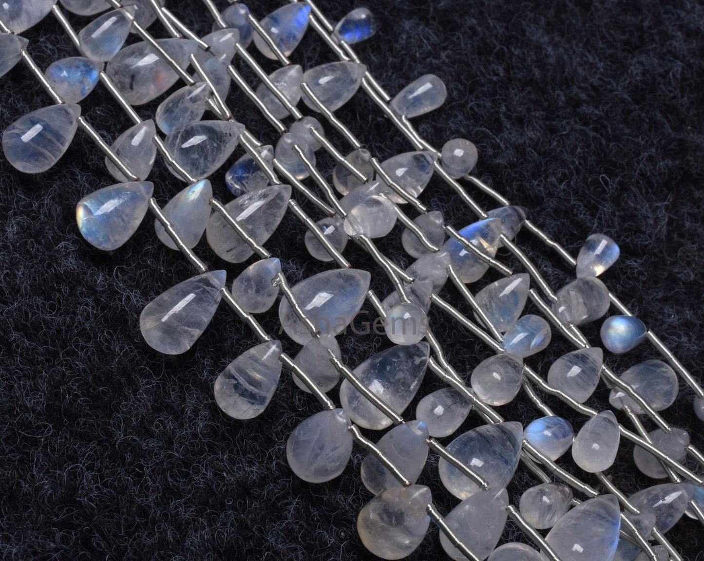 9" Strand beautiful Rainbow Moonstone Drops Shape beads, Fine white rainbow Smooth side drill Teardrop Gemstone Bead For Jewelry making SALE