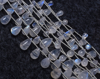 9" Strand beautiful Rainbow Moonstone Drops Shape beads, Fine white rainbow Smooth side drill Teardrop Gemstone Bead For Jewelry making SALE