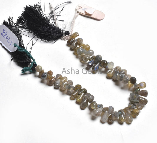 Natural labradorite Smooth Drops Shape Gemstone Beads, Multi Fire labradorite Beads Black Rainbow Uneven Handmade Drop Side Drill Bead Craft