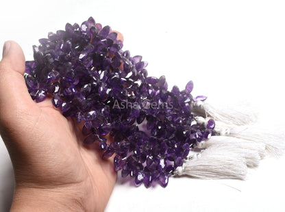 Natural amethyst Faceted Marquise Shape Gemstone Beads,6-12mm Purple Amethyst Fancy Marquise Briolette Bead Amethyst Bead Jewelry Craft SALE