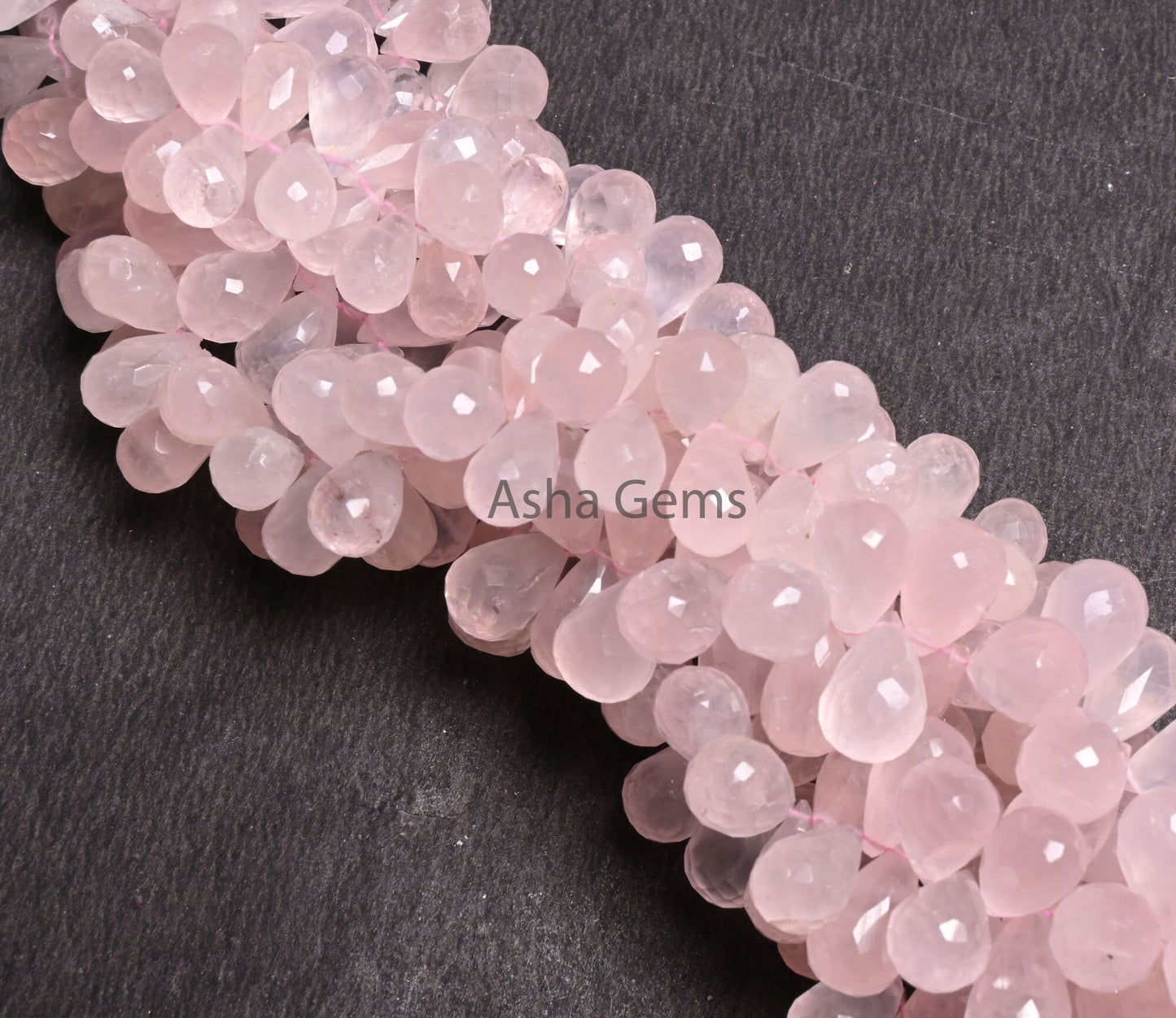 Natural Pink Rose Quartz Faceted Drops Gemstone Beads, Rose Quartz Bead, Fine Rose Quartz Side Drill Teardrop Briolette Beads Jewelry Crafts