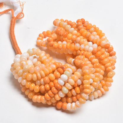 AAA Quality Opal Smooth Rondelle Beads,16" Fire Opal Color beads, Carrot Orange Shaded opal Plain Gemstone Loose bead Necklace Jewelry Craft