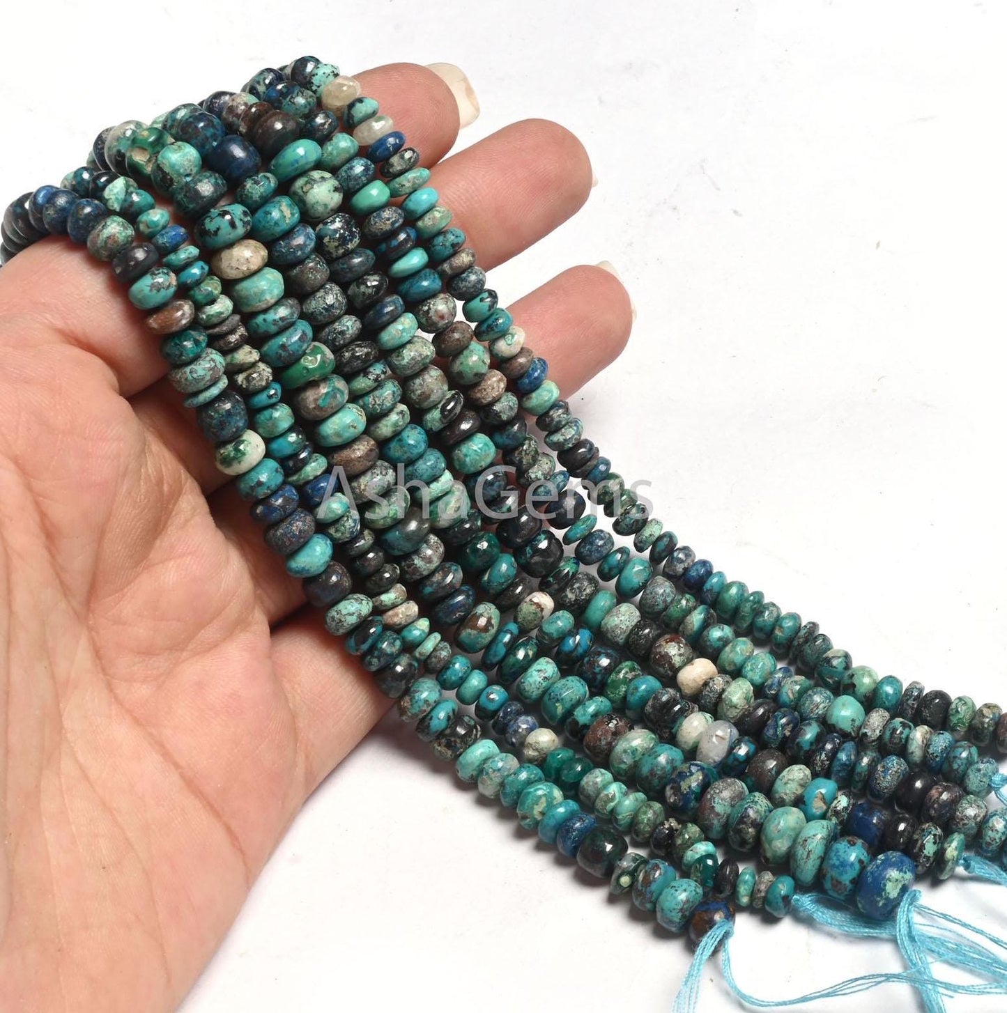 Natural Chrysocolla Smooth Rondelle Shape Gemstone Loose Beads,9" Blue chrysocolla Plain Handmade beads, Chrysocolla Bead Jewelry Craft SALE
