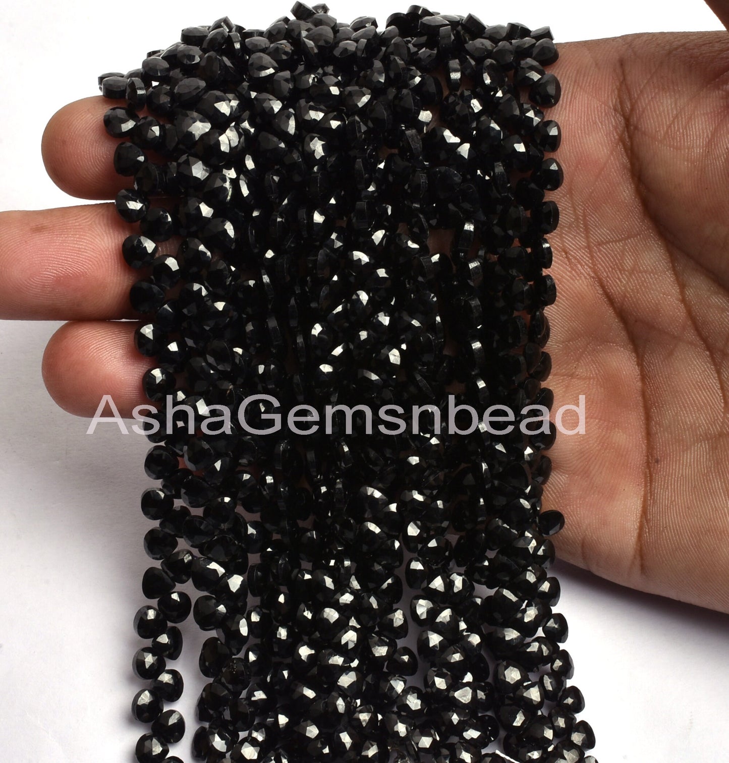 5mm AAA Quality Natural Black Spinel Faceted Heart Shape Beads, Black Spinel Machine Cut Tiny Heart Briolette Gemstone Bead  Jewelry Makings