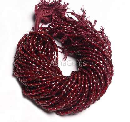 13" Strand Fine Red Garnet Color Hydro Smooth Oval Shape Handmade Beads,5.5-7 mm Maroon Red Hydro Plain Oval Beads Jewelry Making Craft SALE