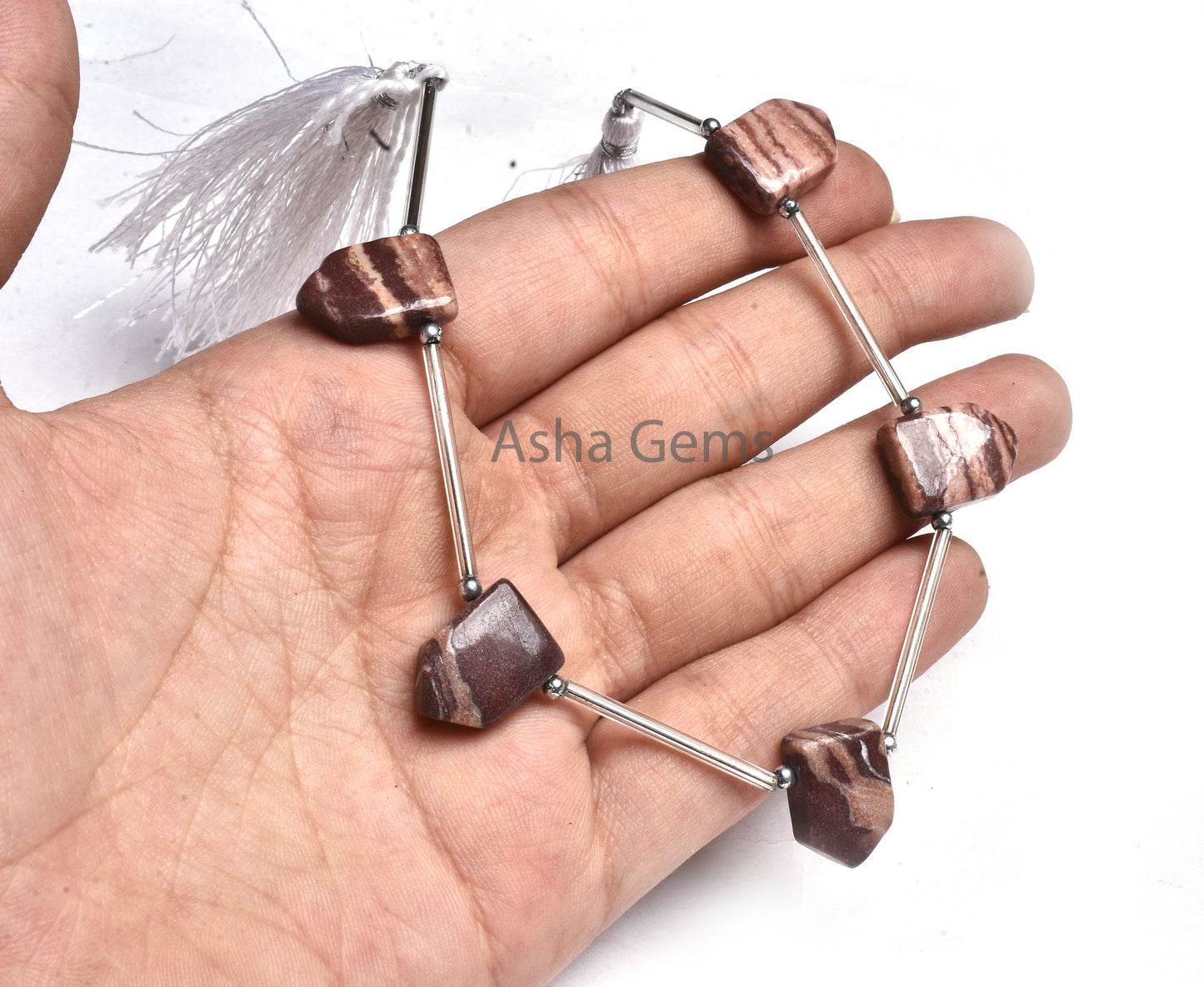 Shaded Brown Jasper Fancy Gate Shape Gemstone Beads, Picture Jasper Smooth Handmade Beads, Jasper Side Drill Fancy Bead Jewelry making SALE