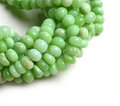 6.5-11 mm Green Opal Smooth Rondelle Beads, Mint Green Opal Plain Handmade Loose Gemstone Beads, Green Opal Beads Jewelry Making Craft SALE