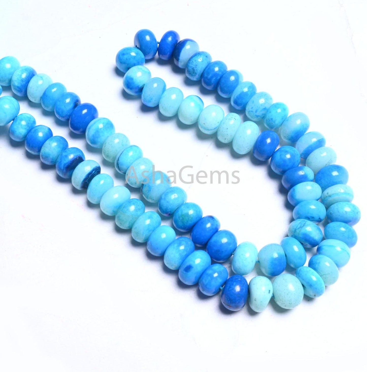 AAA Quality Lake Blue Opal Smooth Rondelle Beads, Shaded Blue opal Beads, Beautiful Opal Plain handmade Gemstone Loose Bead Necklace Jewelry