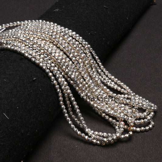 4 mm Silver Pyrite Rondelle Indian Machine Cut Gemstone Loose Beads, Fine Quality Pyrite Faceted Beads,15.5" Pyrite Bead Jewelry Crafts SALE