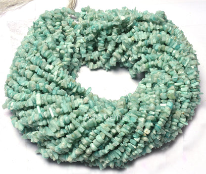 Natural Blue Amazonite Uncut Chip Beads,34 Inch Amazonite Smooth Raw rough Gemstone beads Strand, Amazonite Loose Beads For Jewelry (AG 10325)