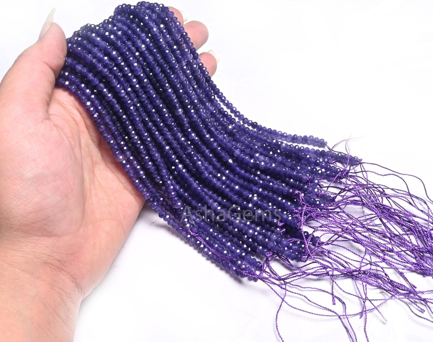 Beautiful Purple Blue Jade Quartz Faceted Rondelle Beads,4.5 mm Amethyst Color Jade Machine Cut Beads, Jade Quartz Beads Jewelry Crafts SALE (15390 c)