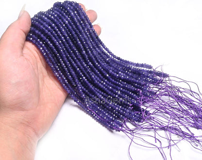 Beautiful Purple Blue Jade Quartz Faceted Rondelle Beads,4.5 mm Amethyst Color Jade Machine Cut Beads, Jade Quartz Beads Jewelry Crafts SALE (15390 c)