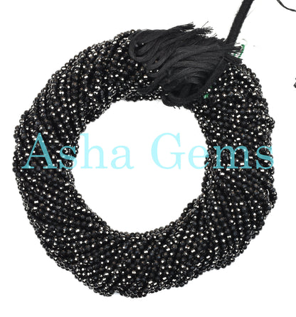 Natural Black Spinel Faceted Roundelle Beads,2, 2.4mm Spinel Micro Cut Beads, AAA Black spinal Gemstone Beads Jewelry Makings Craft Necklace