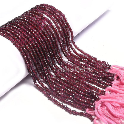 Natural Garnet Indian machine Cut Rondelle Gemstone Loose Beads,13" Strand Red Garnet Faceted Beads, Fine garnet Beads Jewelry Making Crafts