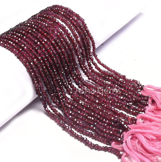 Natural Garnet Indian machine Cut Rondelle Gemstone Loose Beads,13" Strand Red Garnet Faceted Beads, Fine garnet Beads Jewelry Making Crafts