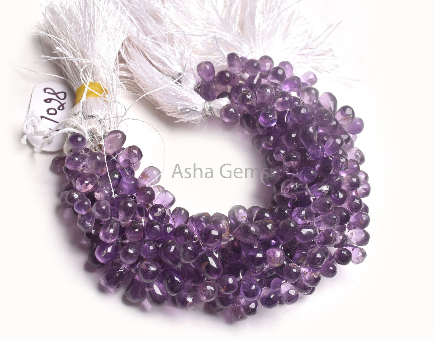 Amethyst Smooth Drops Shape Gemstone Beads,8" Strand Light Purple Amethyst Plain Handmade Side Drill Teardrop Bead, Natural Amethyst Beads