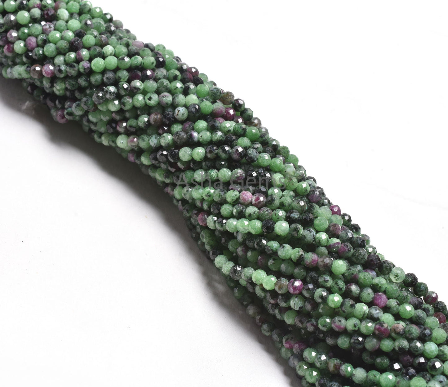 3.5mm Ruby Zoisite Faceted Rondelle Gemstone Beads, Natural Ruby Zoisite Machine Cut Beads Green Ruby Zoisite Bead Strand Jewelry Craft SALE