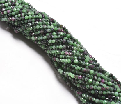 3.5mm Ruby Zoisite Faceted Rondelle Gemstone Beads, Natural Ruby Zoisite Machine Cut Beads Green Ruby Zoisite Bead Strand Jewelry Craft SALE