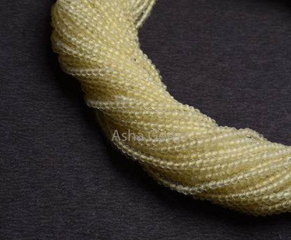 AAA Yellow Lemon Quartz Micro Cut Faceted Gemstone Beads, 2.50 mm natural Lemon Machine Cut Rondelle Beads, Lemon Bead Jewelry Necklace SALE