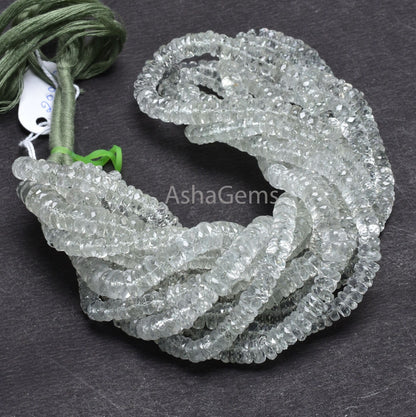 Beautiful Green Amethyst Flat Wheel Shape Faceted Beads, Natural Amethyst Indian Cut Heishi Tyre Gemstone Beads, Amethyst Bead Jewelry Craft