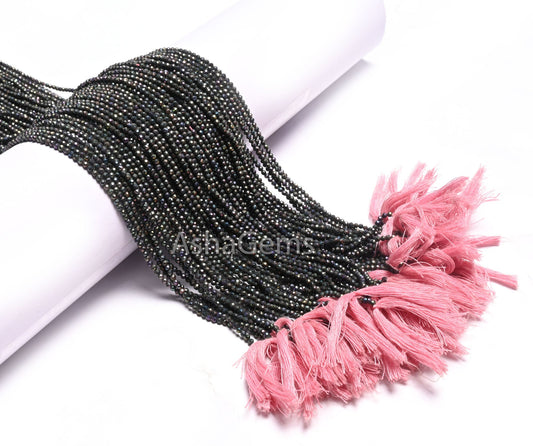 2 mm Beautiful Pink Mystic Coated Spinel Micro Cut Faceted Rondelle Gemstone Beads, Natural Black Spinal Coated Micro Cut Tiny Beads Jewelry