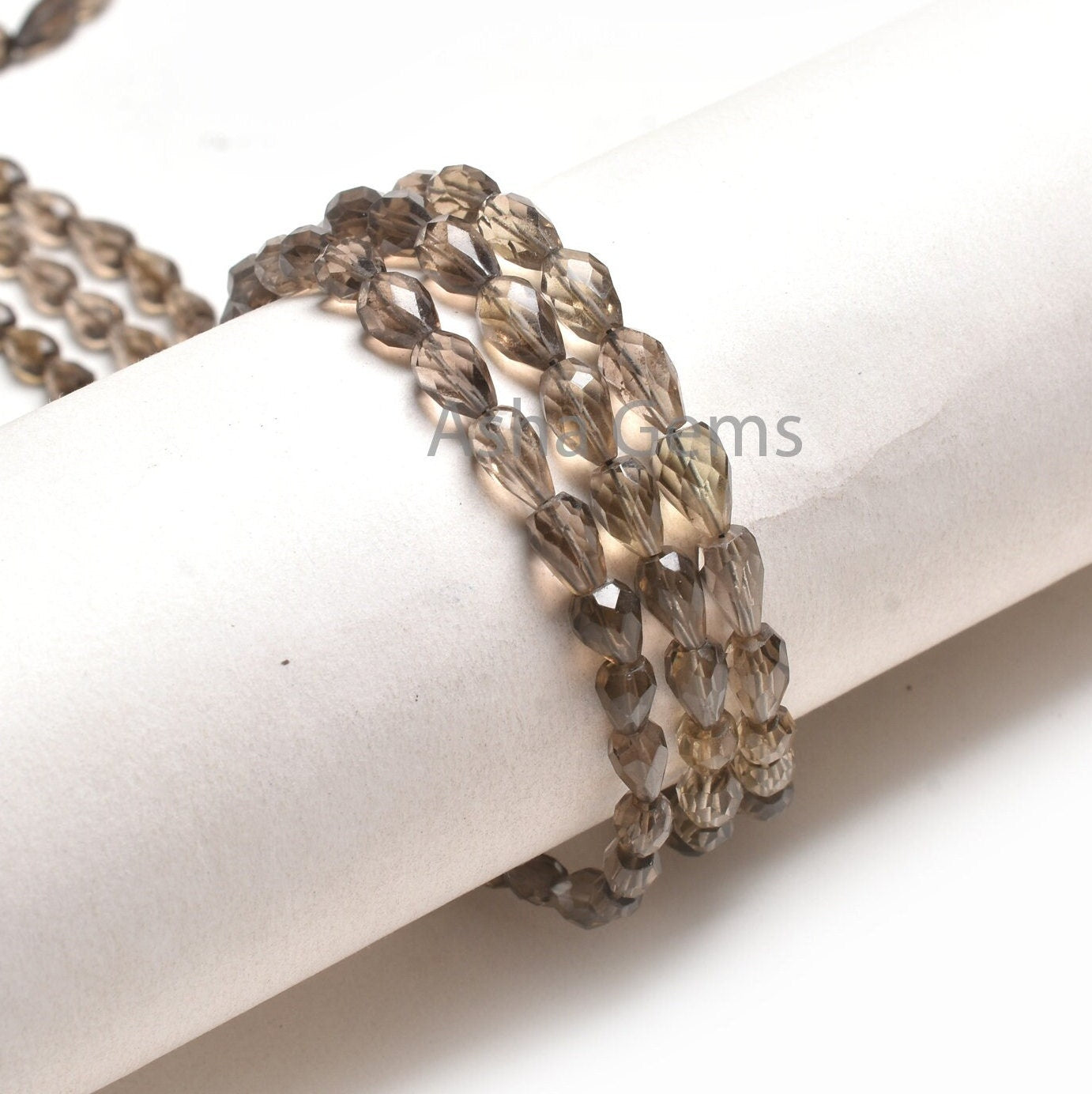 AAA Smoky Quartz Drops Straight Drill Gemstone Beads,5.5-10.5mm Fine Natural Smoky Faceted Indian Cut Teardrop Gemstone Briolette Beads SALE
