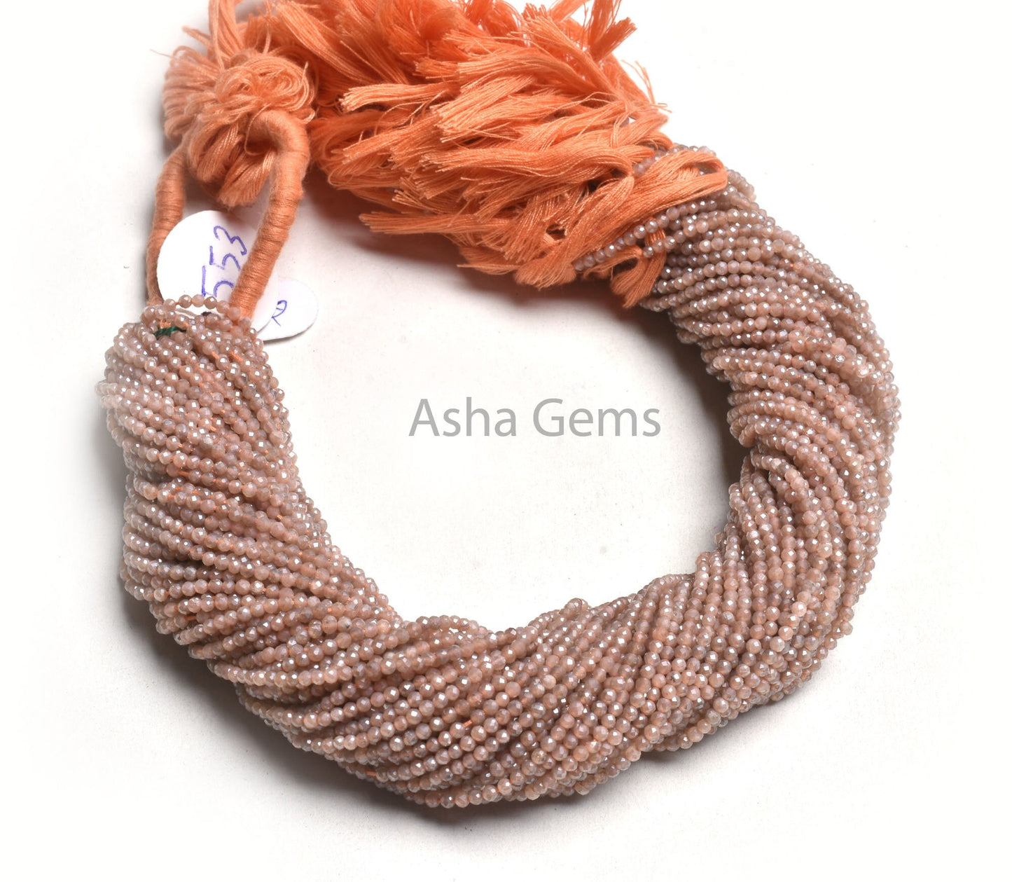 13"Strand Natural Peach Moonstone Silver Coated Micro Cut Rondelle Faceted Gemstone Beads 2-2.5mm,Fine Quality Pink Moonstone Faceted Beads