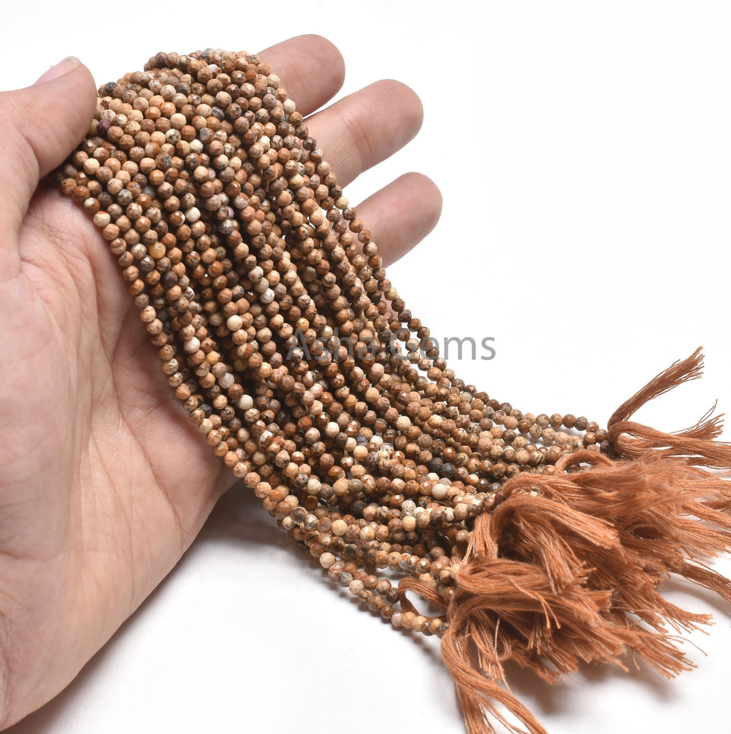 Beautiful Picture Jasper Micro Cut Round Ball Gemstone Beads,3.2 mm Natural Jasper Machine Cut Faceted Roundelle Picture Jasper Bead Jewelry