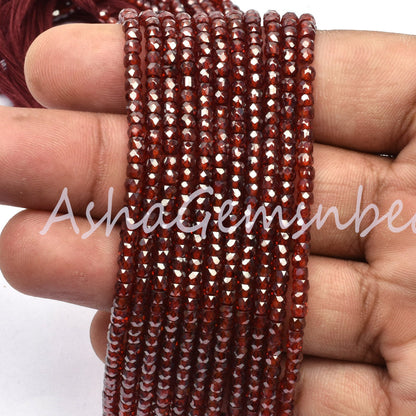 13" Strand Beautiful Red Zircon Micro Cut Rondelle Faceted Gemstone Beads 3 mm,AAA Quality Cubic Red Zircon Machine Cut Bead Jewelry Crafts