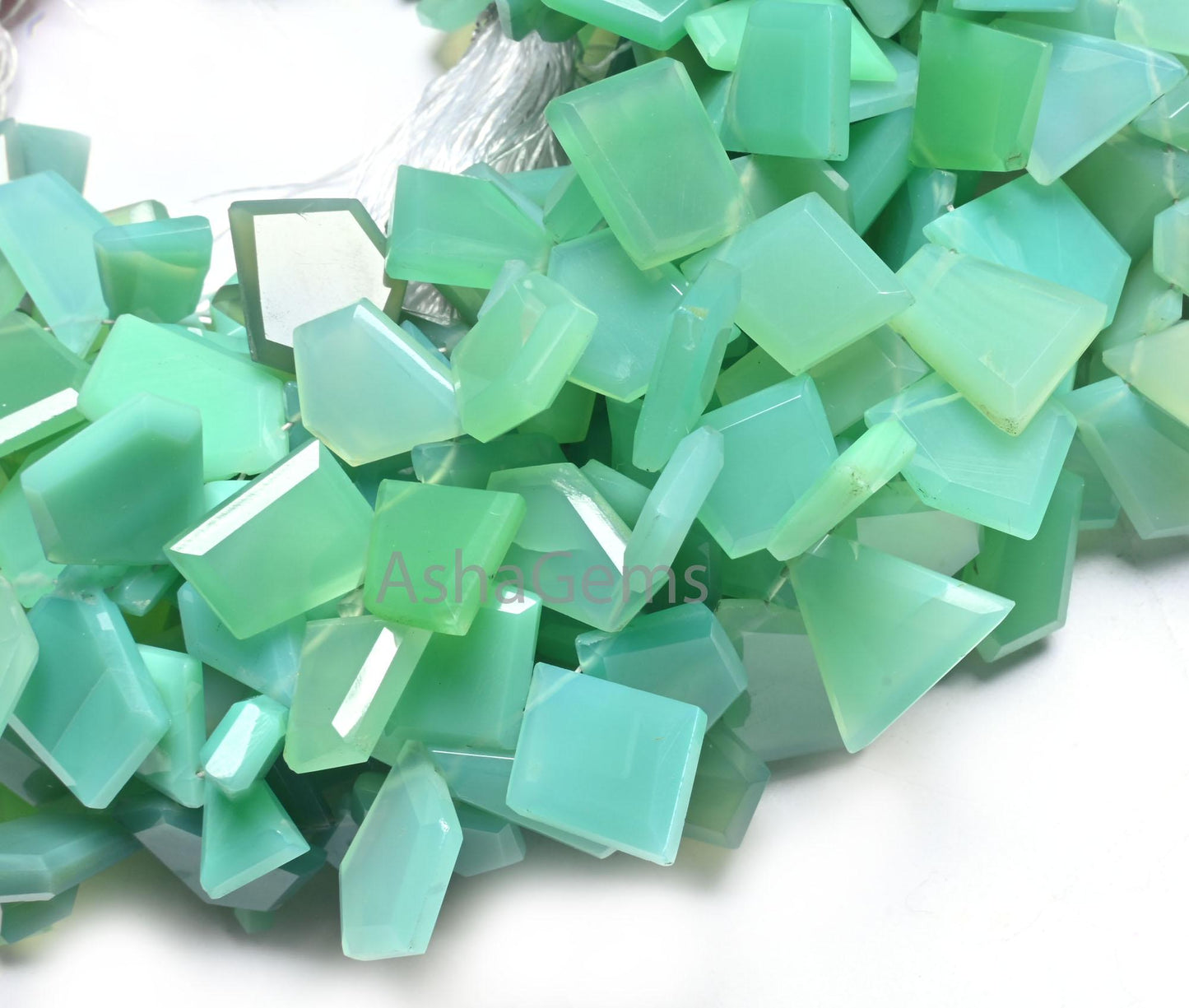 AAA Green Chalcedony Fancy Flat Nugget Gemstone Beads,Chryso Chalcedony uneven Shape table cut Faceted Slice Briolette Beads Jewelry Crafts (AG 18676 )