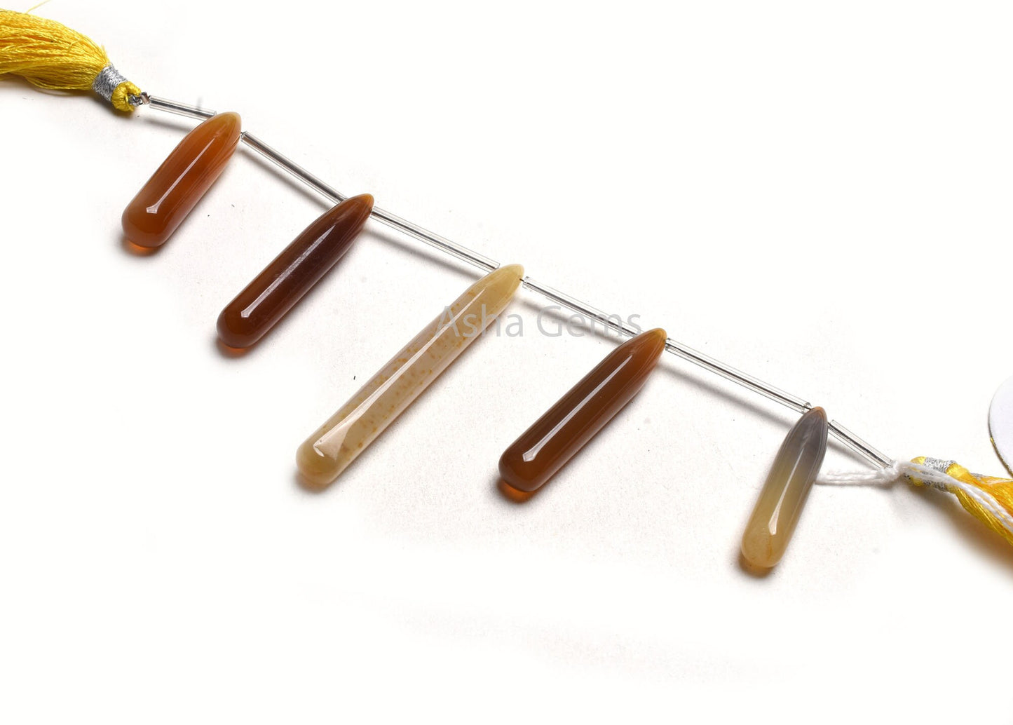 Beautiful Deep Yellow Shaded Chalcedony Plain Handmade Teardrop Side Drill Beads Chalcedony Smooth Fancy Pencil Long Drop Gemstone Bead SALE