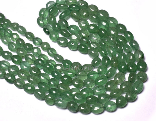 Beautiful Green Strawberry Smooth Oval Shape Gemstone Beads 17-21" Graduated Necklace AAA Green Strawberry Handmade Plain Oval Beads Jewelry