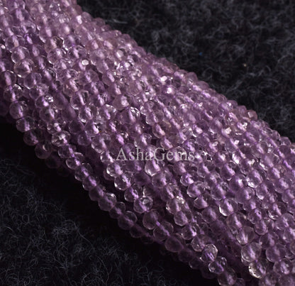 Natural Pink Amethyst Micro Cut Rondelle Faceted Gemstone Beads 3 mm AAA Quality 13" Strand Pink Amethyst,Indian Cut Faceted Bead Craft SALE