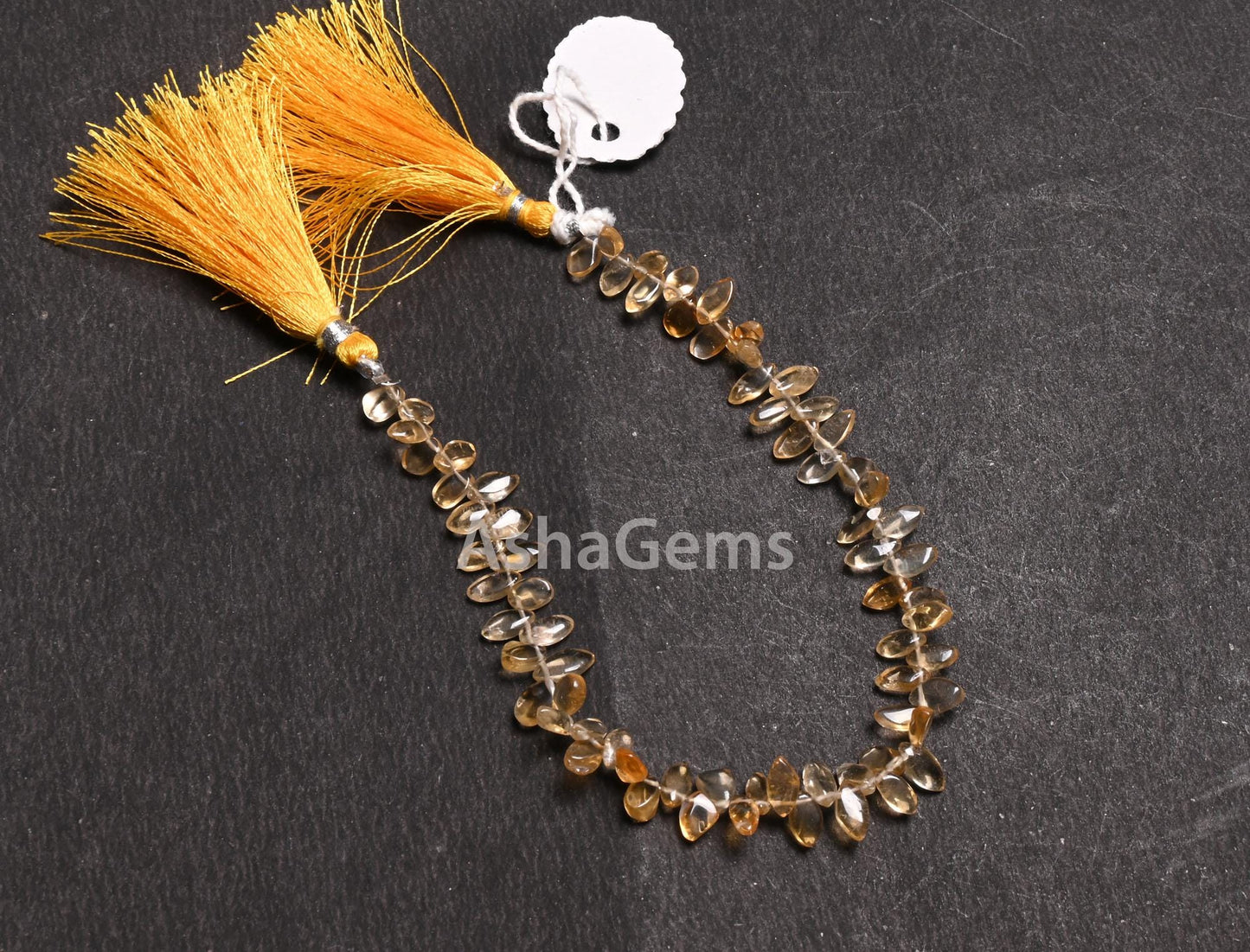 Natural Yellow Citrine Smooth Marquise cabochon Side Drill Beads,8" Fine Citrine Quartz Plain Handmade Marquise Gemstone Beads Jewelry Craft