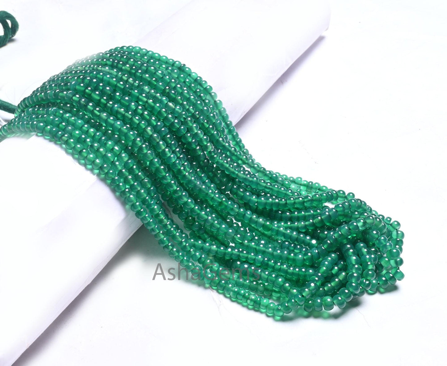 AAA Quality Green Onyx Smooth Rondelle Gemstone Beads,16" Strand Onyx Beads, Beautiful Green Onyx Plain Roundelle Handmade Bead Jewelry SALE