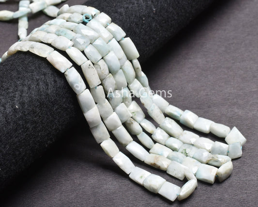 Beautiful Larimar Faceted Rectangle Straight Drill Gemstone Beads,6-13 mm Blue Larimar Fancy Chicklet Indian Cut Beads, Larimar Bead Jewelry
