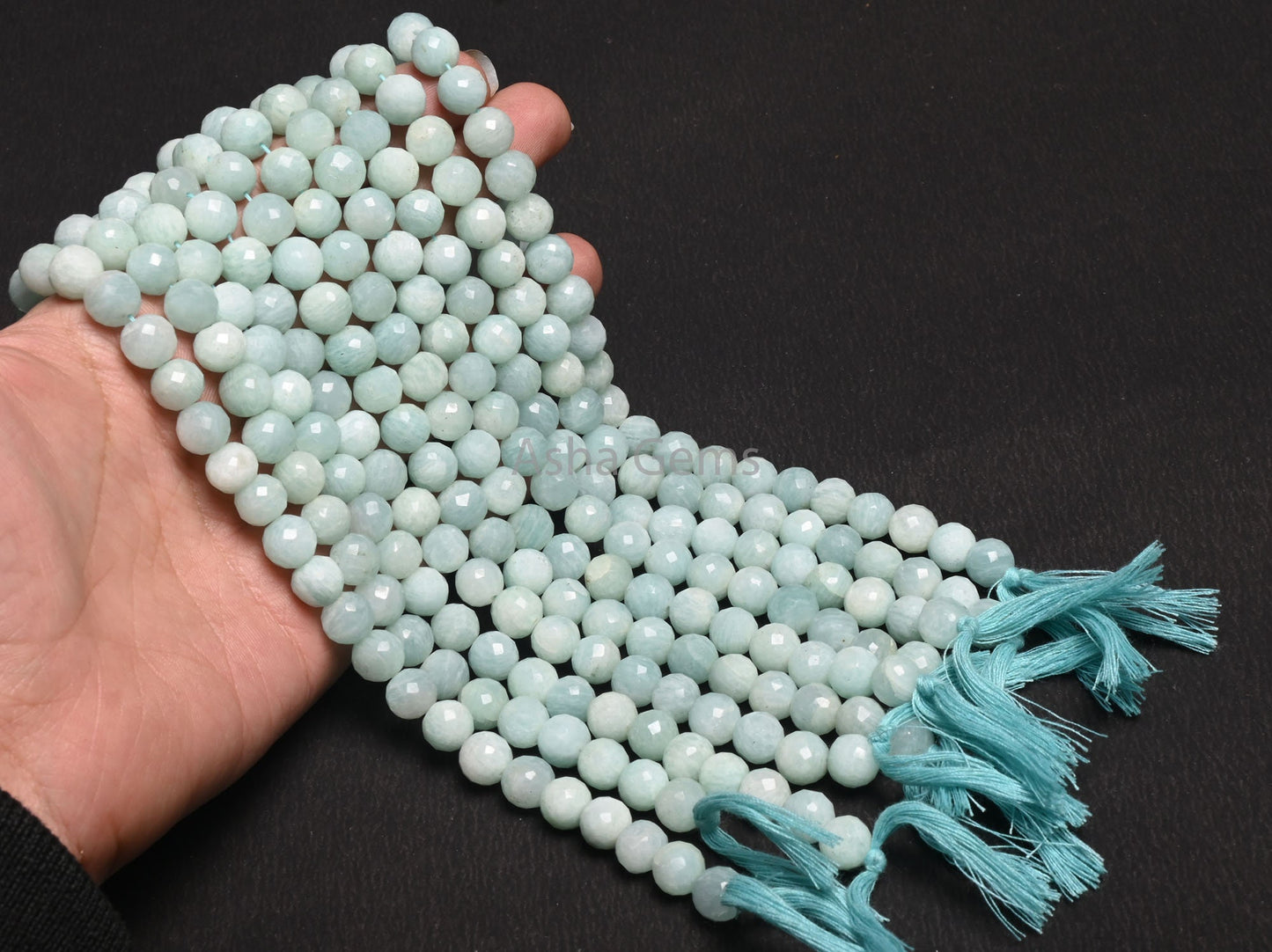 Fine Blue Amazonite Faceted Round Ball Gemstone Beads,13" Natural Amazonite Beads, Amazonite Indian Cut Round Shape Beads Jewelry Handicraft