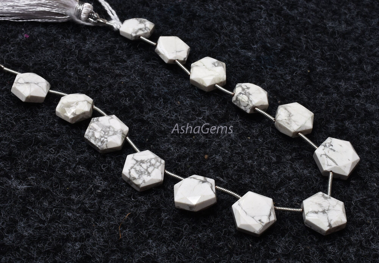 Howlite Faceted Hexagon Shape Gemstone beads,10.5-12 mm White Howlite Fancy 6 Corner Beads, Howlite Beads Briolette For Jewelry Making Craft