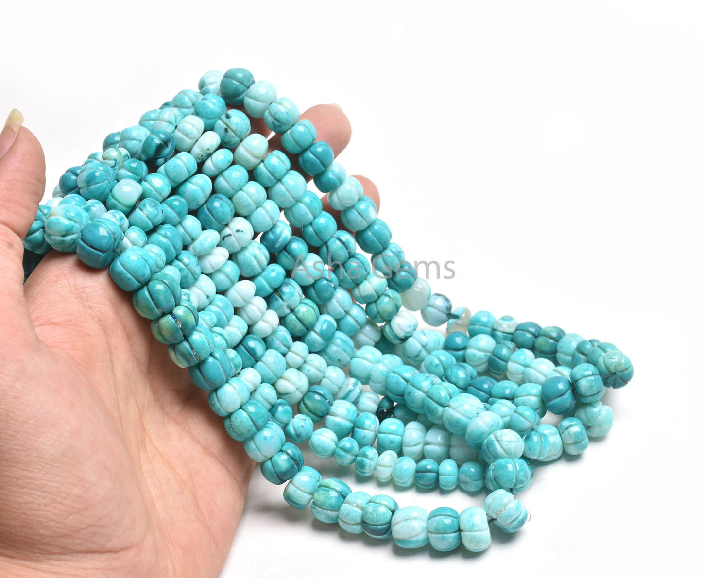 AAA Pine Green Opal Carving watermelon Beads,16"Strand Shaded Green Blue Opal carved Pumpkin Gemstone Handmade Beads Opal Carve Bead Jewelry