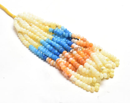 AAA Multi Color Shaded Opal Smooth Rondelle Beads, Rainbow Opal Beads, Disco Opal Plain Handmade Gemstone Loose Bead Jewelry Handicraft SALE