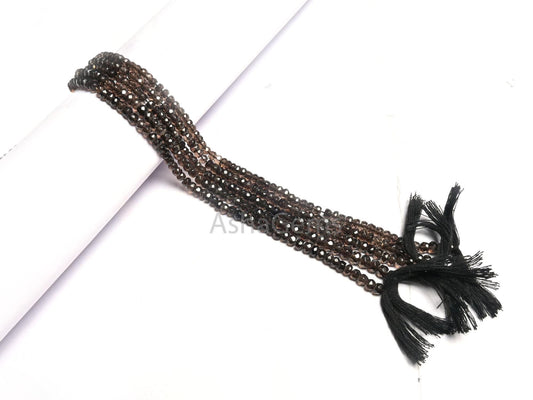 13" strand Smoky Quartz Faceted rondelle Beads, natural Black Smoky Machine Cut Beads Gemstone smoky bead For Necklace Jewelry Making Craft