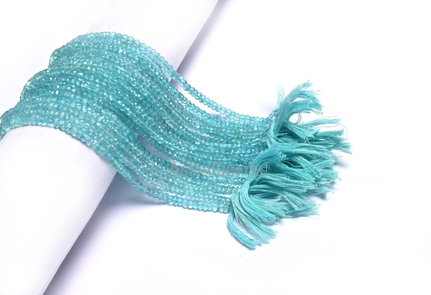 Beautiful Sky Blue Apatite Micro Cut Gemstone Beads, AAA Natural Apatite Faceted Rondelle Shape Apatite Beads Necklace Jewelry Making Crafts