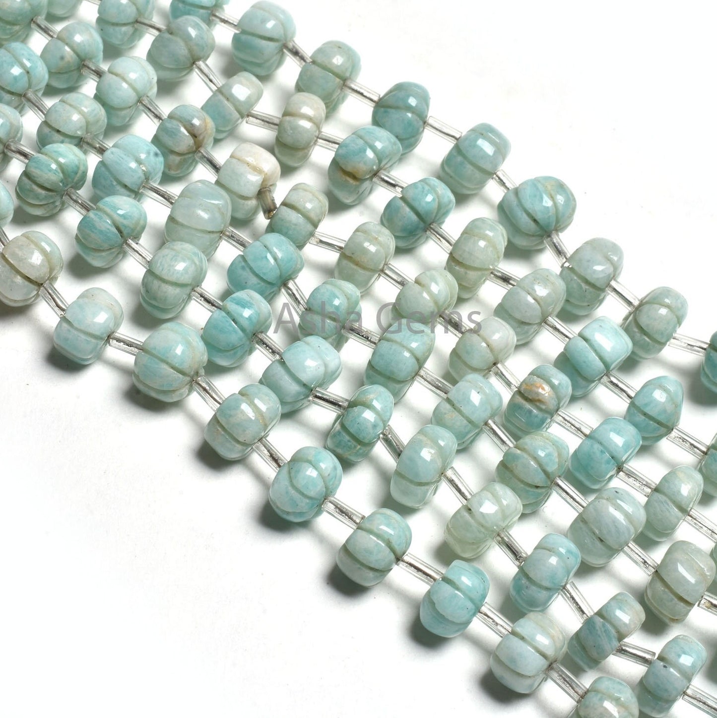 Blue Amazonite Carving watermelon Beads, Natural Amazonite Carved Pumpkin Gemstone Beads, Fine Amazonite Carve Handmade Bead Jewelry Crafts