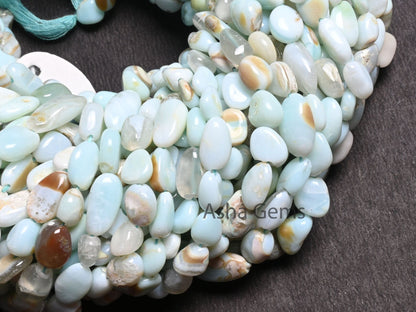 Beautiful Sky Blue Boulder Opal Smooth Nugget Gemstone Loose Beads,7-12mm Shaded Opal Handmade Uneven Tumble Beads Jewelry Making Craft SALE (AG 22286)