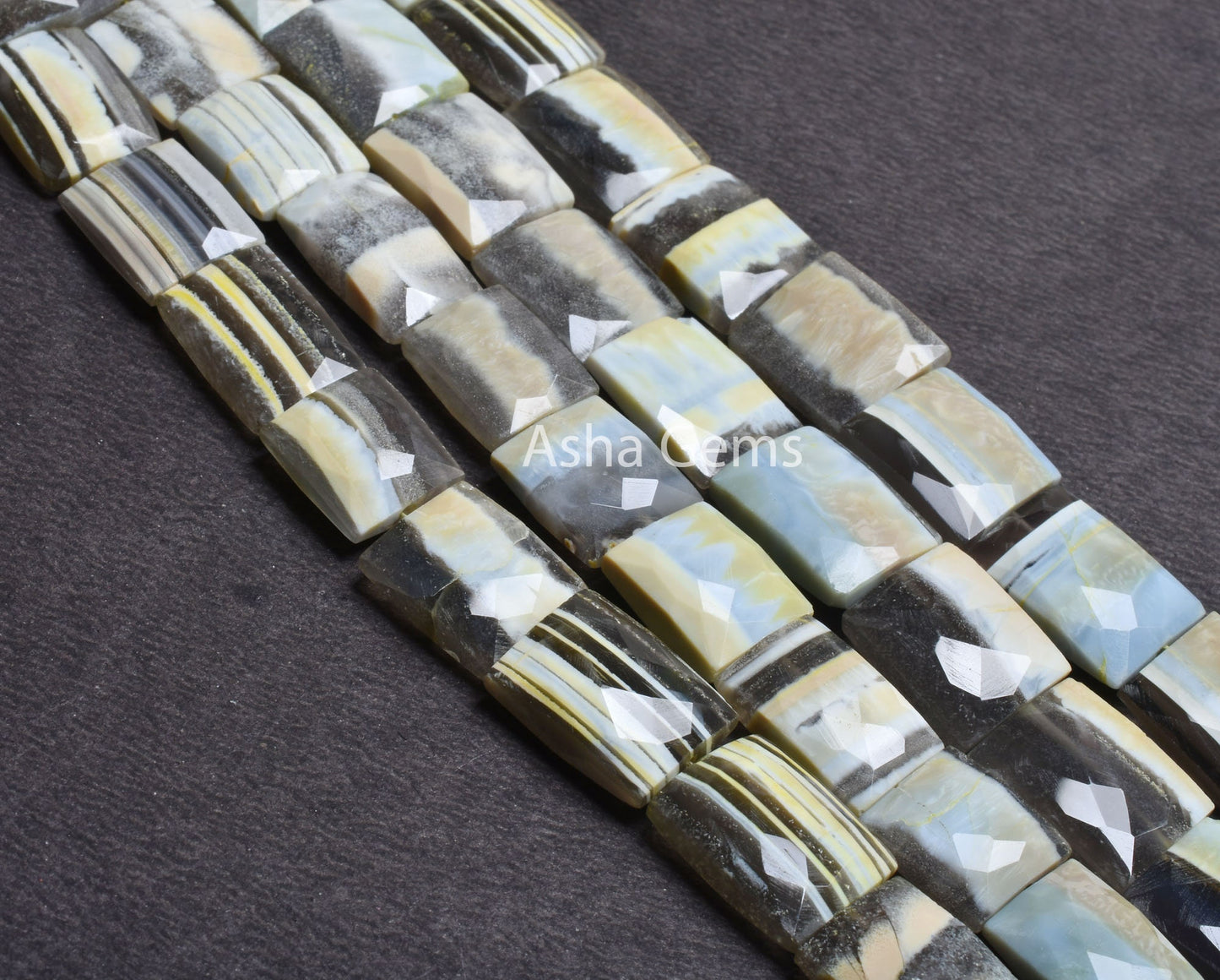 Beautiful Green Blue Boulder Opal Fancy Chiclet Shape Beads,8" Boulder Opal Faceted Rectangle Bead For Jewelry Craft, Boulder Opal Bead SALE